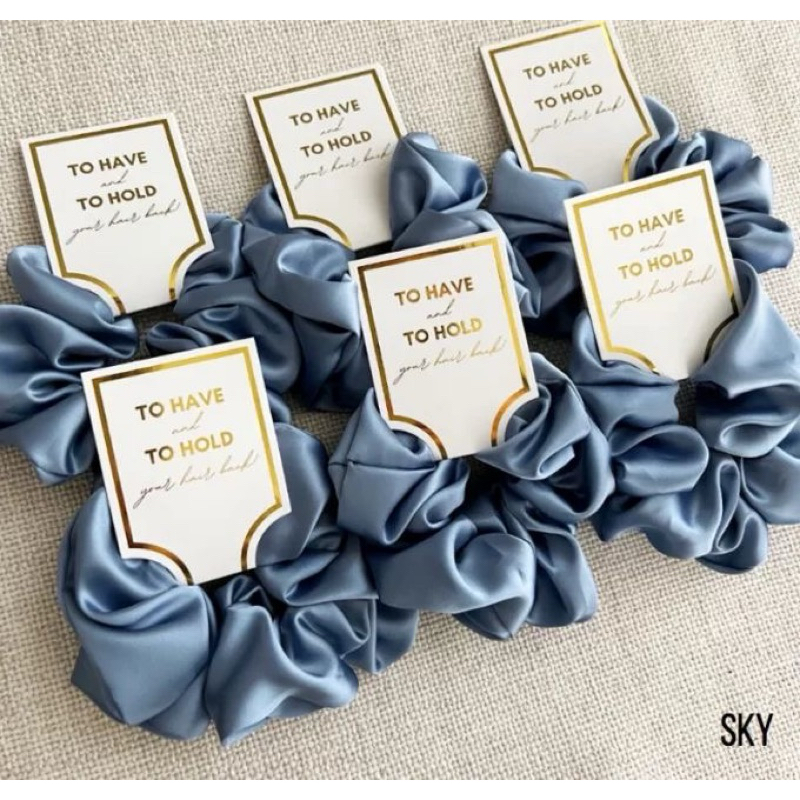 [Souvenir Pernikahan include Tag] Scrunchie Bahan Silk Ikat Rambut Aksesoris Korea Lucu Souvenir Per