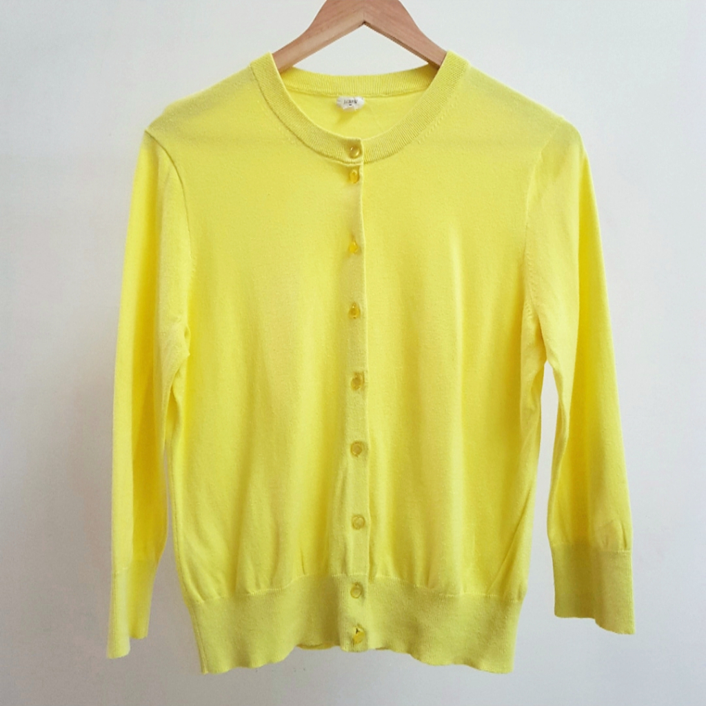 Cardigan J Crew Long Sleeve in Yellow Size L Wanita - Atasan Outer Wanita Preloved