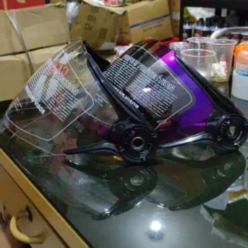 Kaca Visor Helm NHK Gladiator Half Face Clear Bening Smoke Hitam Silver Rainbow Pelangi