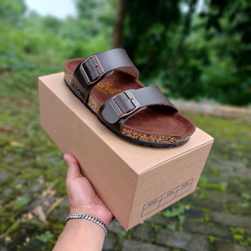 sandal carvil pria.sandal slop pria.sandal kulit