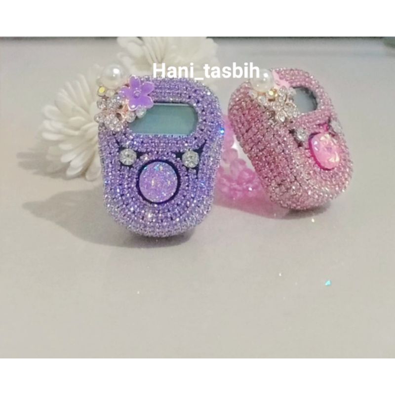 HANI TASBIH DIGITAL SWAROVSKI  LED ALARM BUNGA KUPU TASBIH MANIK SOUVENIR