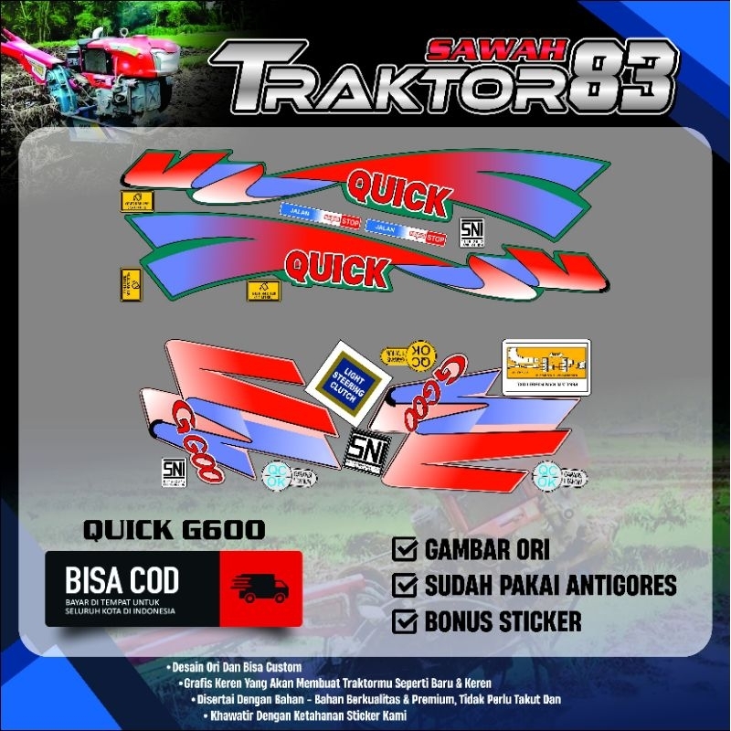 STICKER STIKER LOGO TRAKTOR BAJAK SAWAH QUICK G600