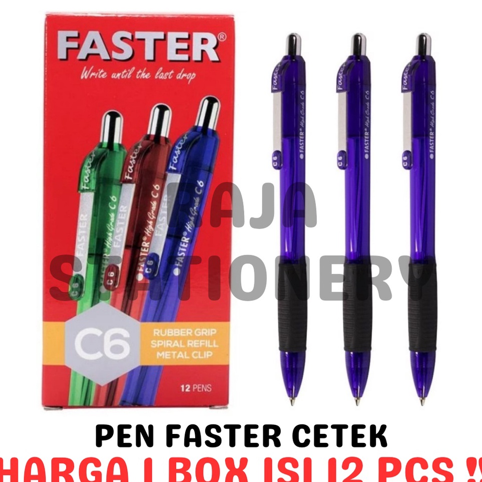 

KODE H2O5 PEN FASTER C6 CETEK HITAM BIRU PENA PULPEN FASTER BLACK BLUE 12PCS