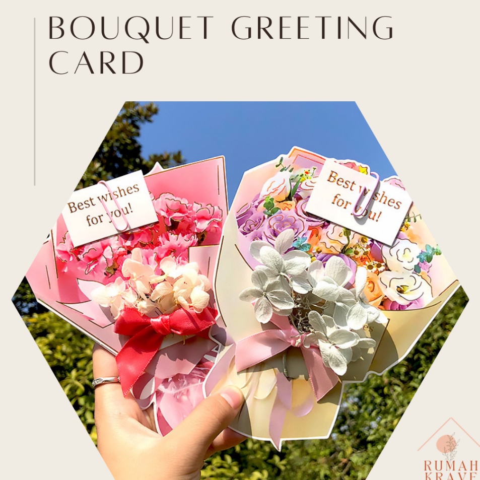 

Kualitas Premium RUMAH KRAVE Bouquet Greeting Card Kartu Ucapan 3D