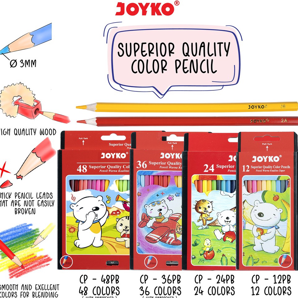 

Super Deals Joyko Pensil Warna Superior Quality Color Pencils Hexagonal Grip PB