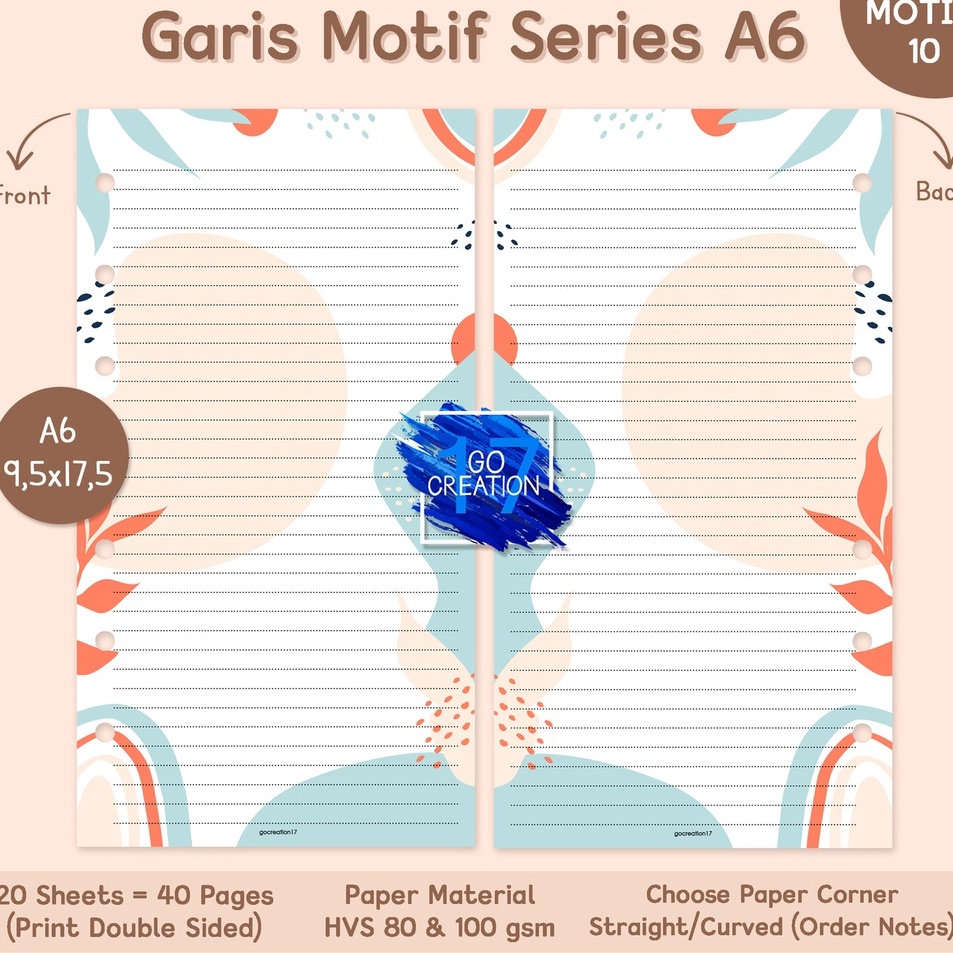 

Update Spesial Buku Planner Refill Kertas Binder Note Garis Motif Series 1 Motif Premium 6 ring a6