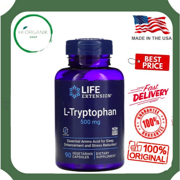 Life Extension L-Tryptophan 500 mg 90 Vegetarian Capsules