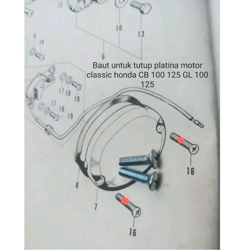 BAUT SET LENGKAP UNTUK TUTUP PLATINA MOTOR CLASSIC HONDA CB 100 125 GL 100 125 TERLARIS