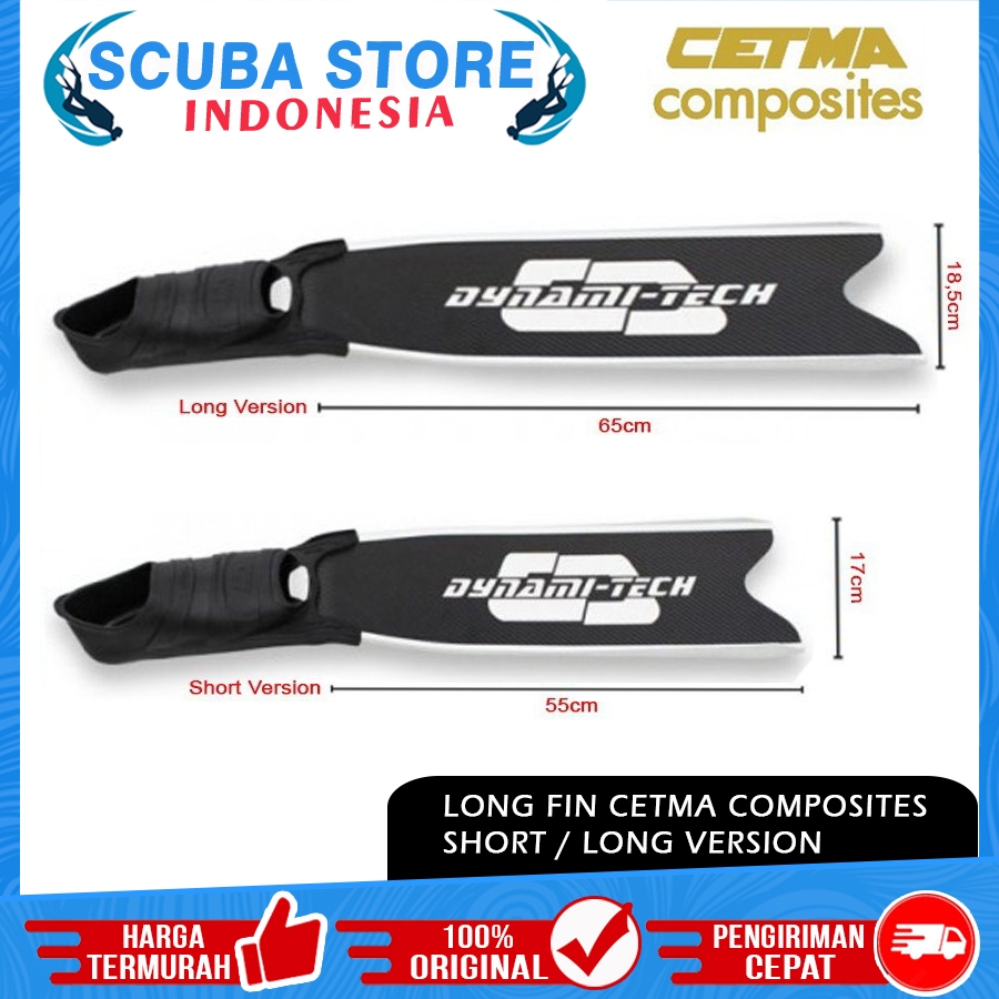 Long Fin Cetma Dynamitech Carbon Freediving Short Fins Bi-Fins Competition Spearfishing Apnea