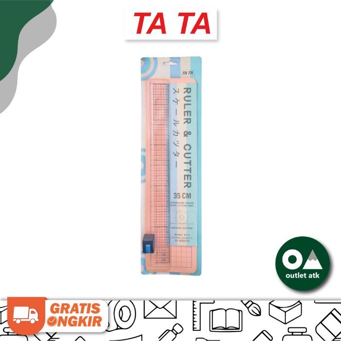 

TA TA Ruler & Cutter 35cm with Cutting Mat - Penggaris Pemotong Kertas Portable