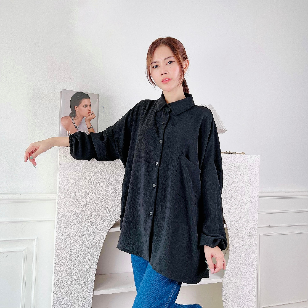 PREMIUM AIRFLOW CRINCLE Kemeja Oversize XXL Diana CRINCLE