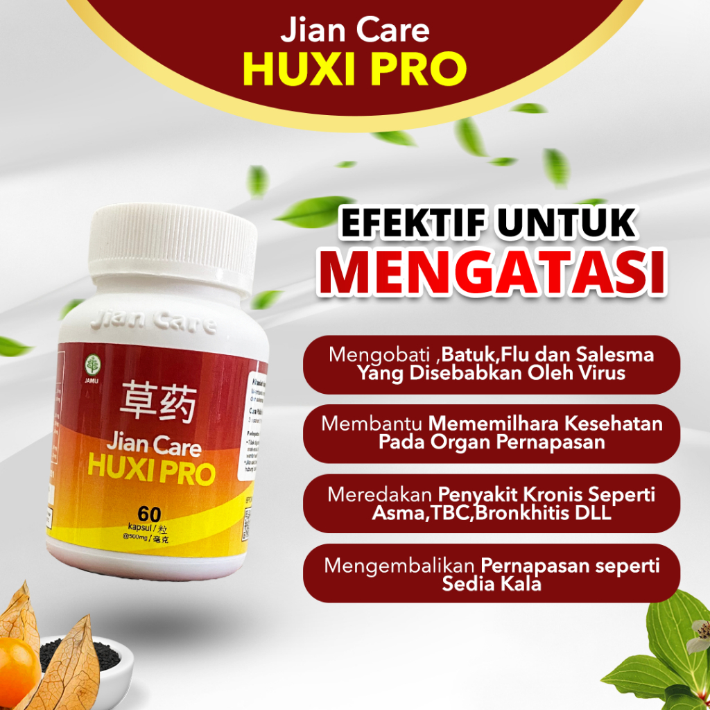 Huxi Pro By Jian Care Original | Obat Herbal Ampuh Atasi TBC, Asma Akut, Batuk Menahun, Bronkitis, M
