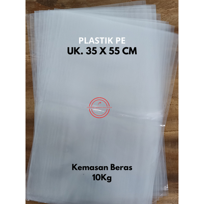 Starindoplast PLASTIK BERAS 10 KG POLOS BENING TEBAL 08 UK 35X55CM BISA PRESS SEALER JAHIT ISI 50 LB