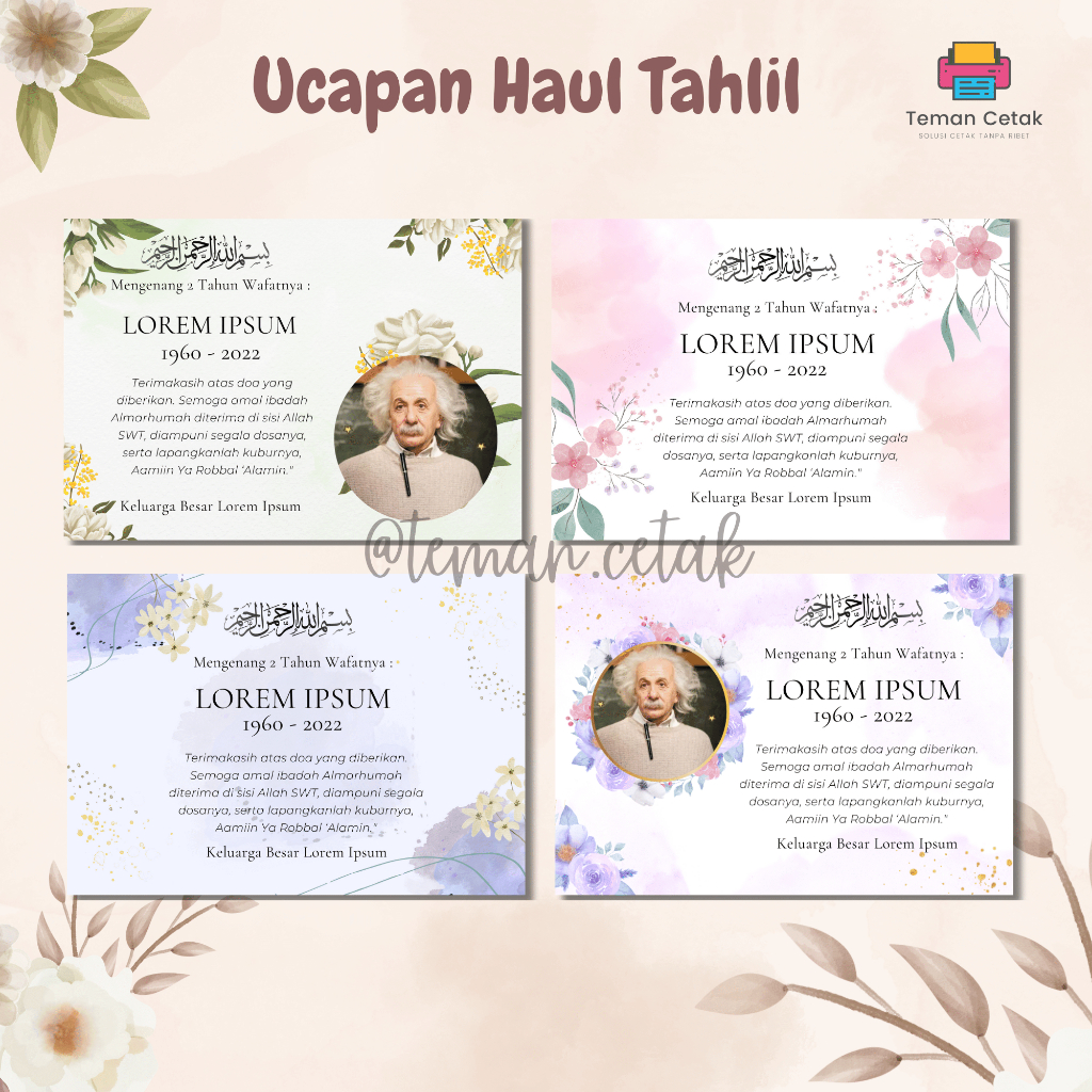 

Stiker / Sticker / Kartu Mengenang / Ucapan / Haul Tahlil / 40 Hari / 100 Hari / 1000 Hari / 2 Tahun