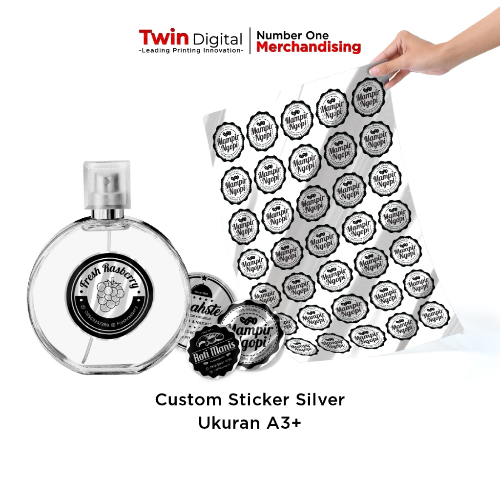 

Twindigital Custom Sticker Silver / Print Stiker / Cetak Label Kemasan Exclusive - Stiker Silver A3+