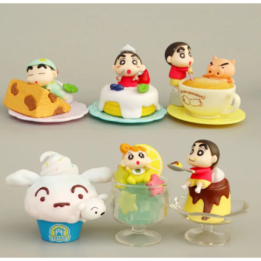Pajangan Figure Crayon Shinchan Cangkir & cake set isi 6