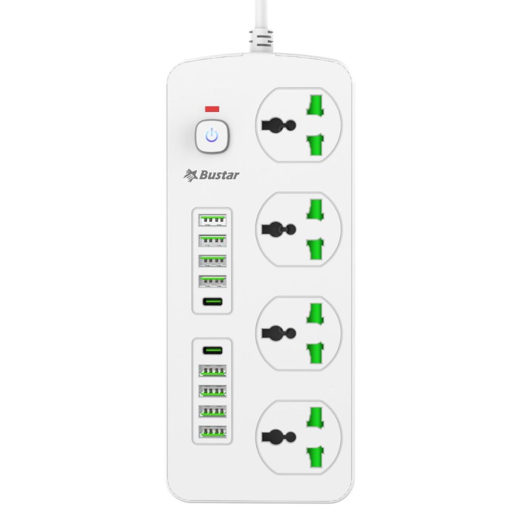 BUSTAR Smart Stop Kontak Power Socket Universal 4 Socket + 8 USB + 2 PD (T25)