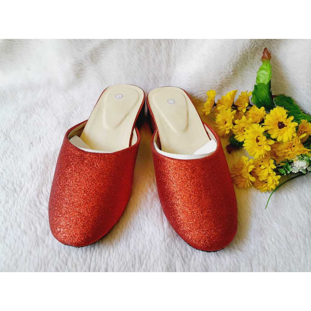 Selop Pengantin Pria Gliter Premium Warna Merah