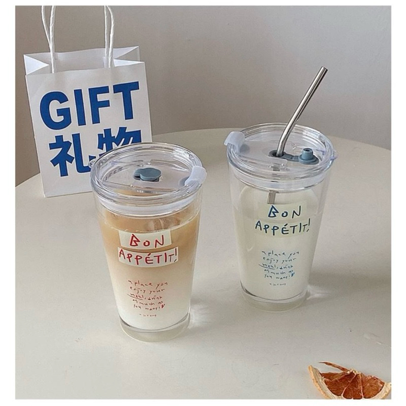 Botol Tumblr Aesthetic / Botol Minum Kaca / Botol Minum Termos / Tumblr Korea Kaca