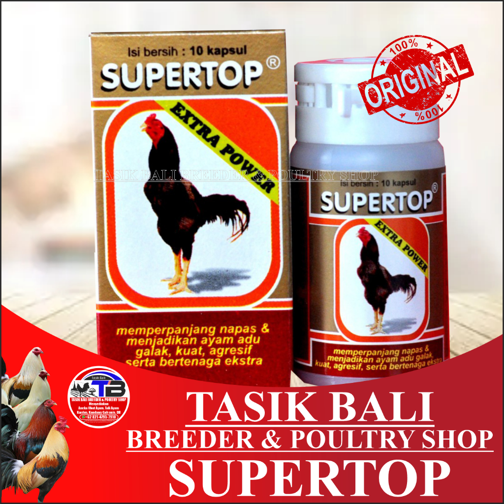 Obat Kuat Ayam Adu Laga SUPERTOP NEW EXTRA POWER - 10 Kapsul - Medion