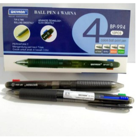 

1 Lusin Bolpen Cetek 4 Warna WEIYADA BP-994