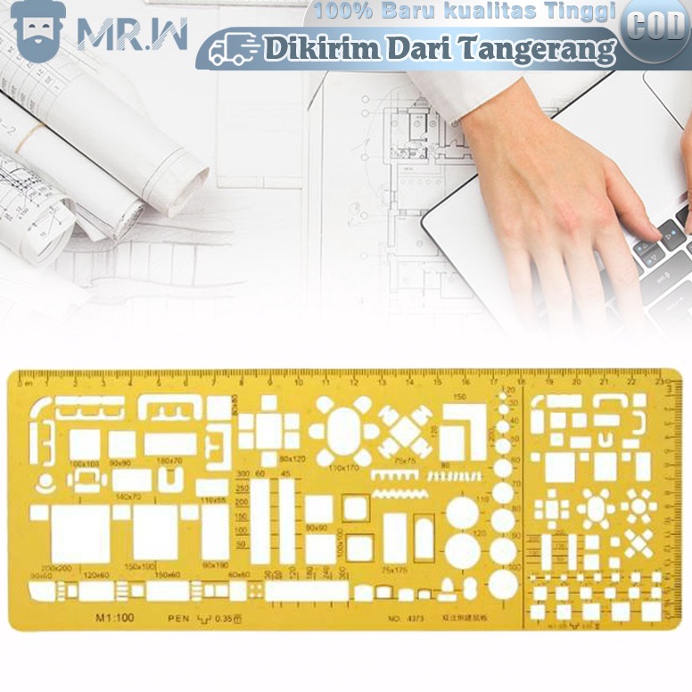 

ART D93Y JSH Penggaris Template Arsitektur Skala 11 12 Penggaris Sablon Mal Mebel Furniture Jinsihou 4373