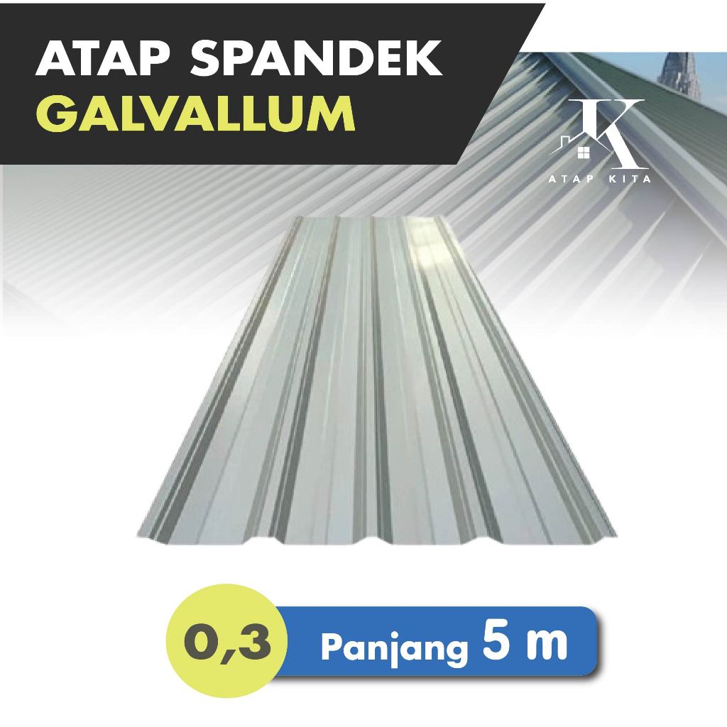 Spandek 0,3 mm Real x 5 m / Spandeck Galvalum / Atap Spandek