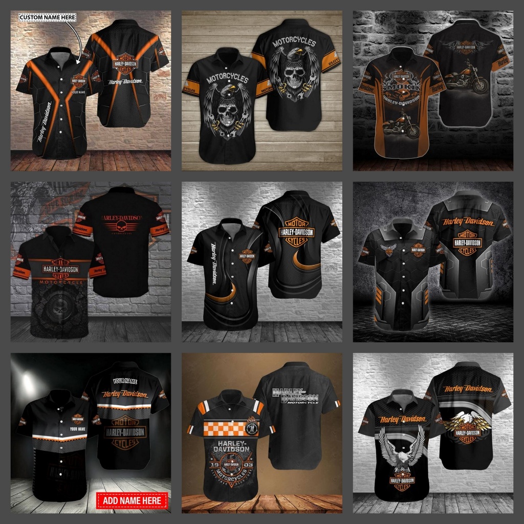 BAJU KEMEJA PRIA DEWASA HARLEY DAVIDSON CUSTOM DESIGN FULL PRINTING SUBLIMATION ART B03