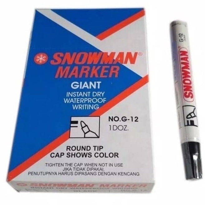 

KODE X7L3 LUSINAN 12PCS SPIDOL SNOWMAN PERMANENT MARKER G12 G12