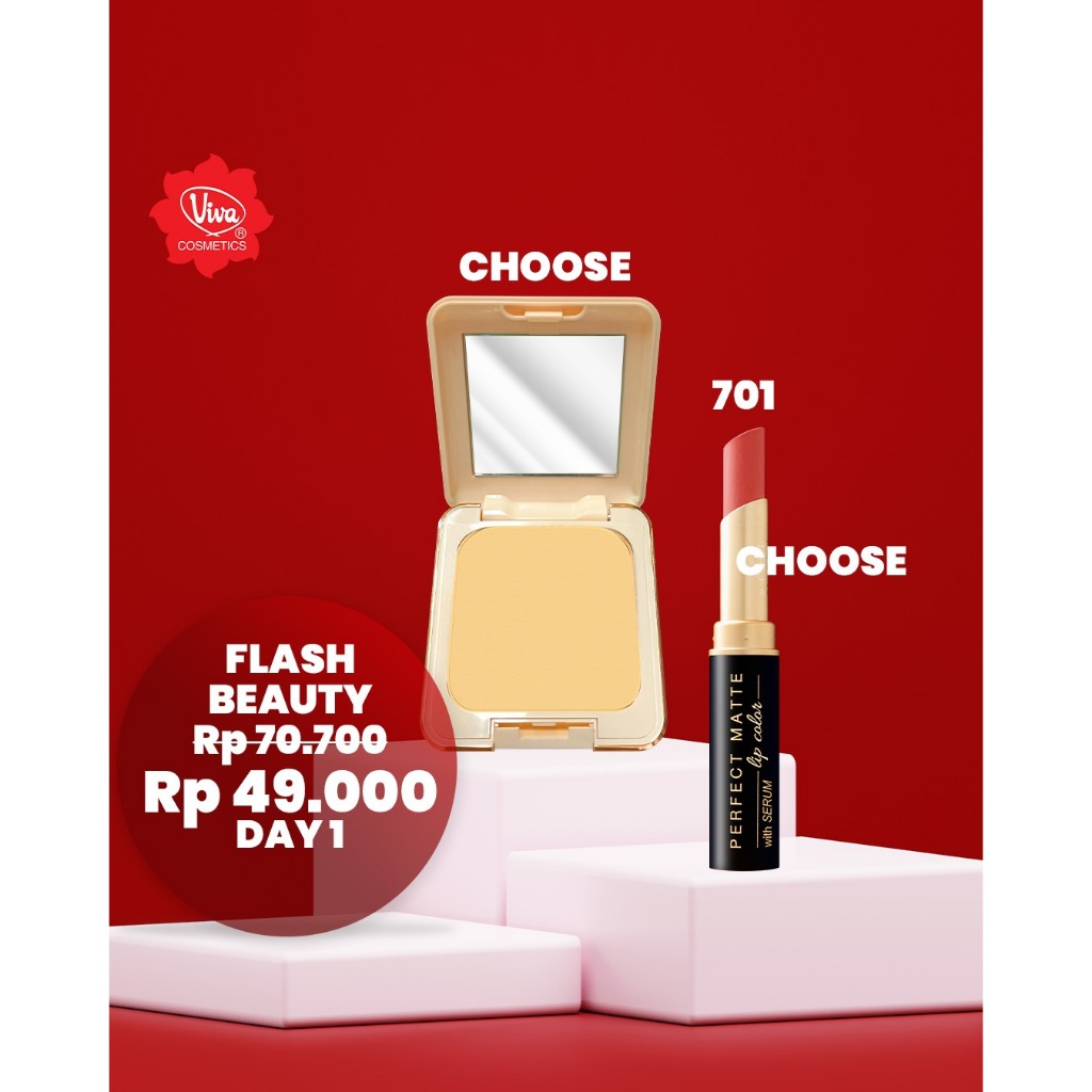 Paket 1 Viva Queen Compact Queen, 1 Viva Queen Lipstick Matte Viva Cosmetics