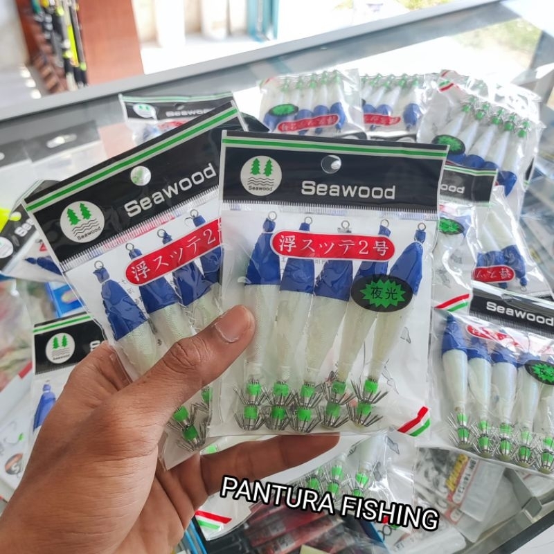 Umpan Pancing Cumi Apollo Kilap Seawood Warna Biru Ukuran 2.0 Glow In The Dark