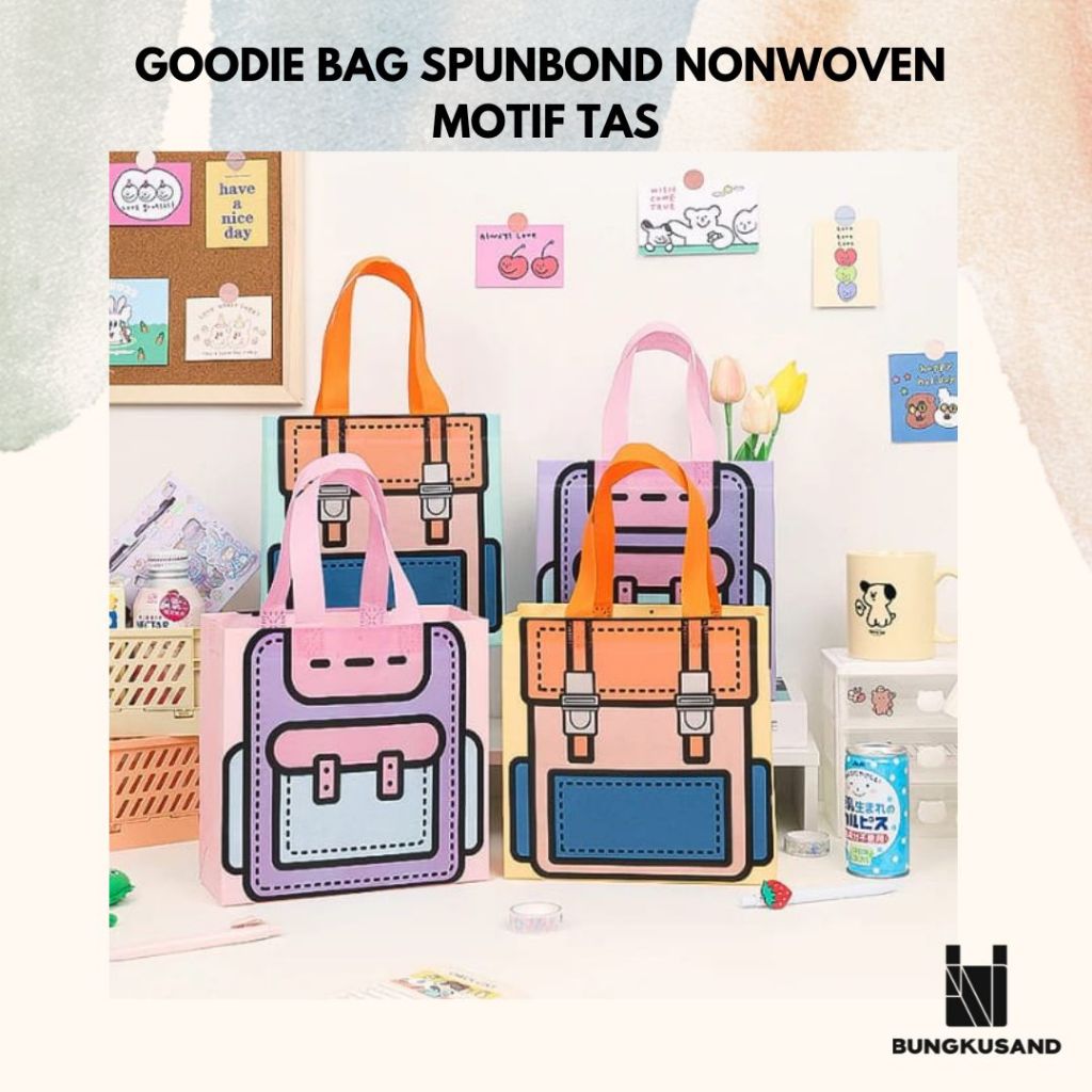 

GOODIE BAG SPUNBOND NON WOVEN MOTIF TAS BINGKISAN ULANG TAHUN TAS SOUVENIR TAS KADO