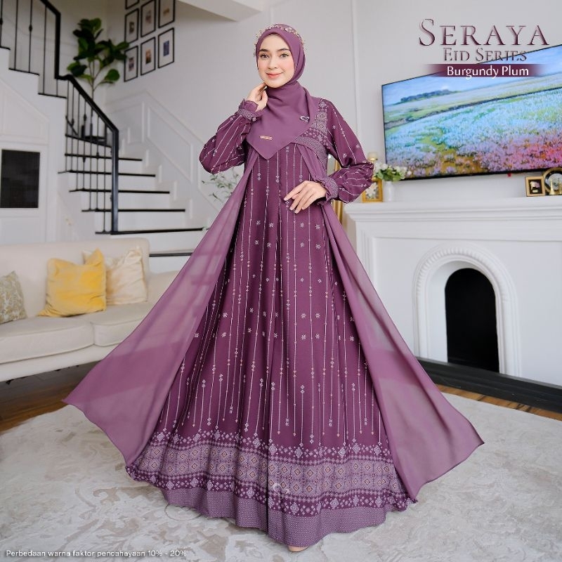 SALVINA Seraya Dress style 1 (tanpa Jilbab) /Gamis motif / Gamis kondangan /Gamis cantik