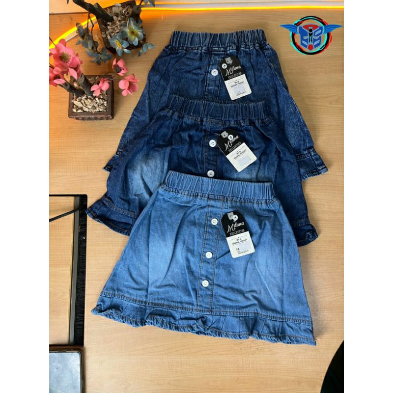 rok jeans anak usia 2-7 tahun rok pendek kancing rempel