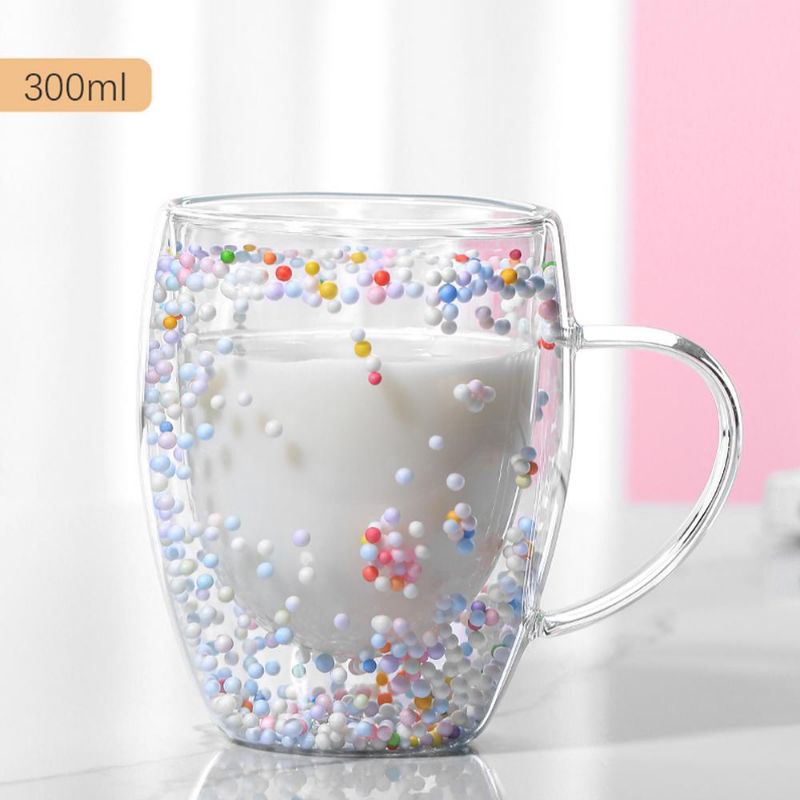 Cangkir Gelas Kaca Kopi Susu Teh Tahan Panas Double Wall Glass Bubble Ball