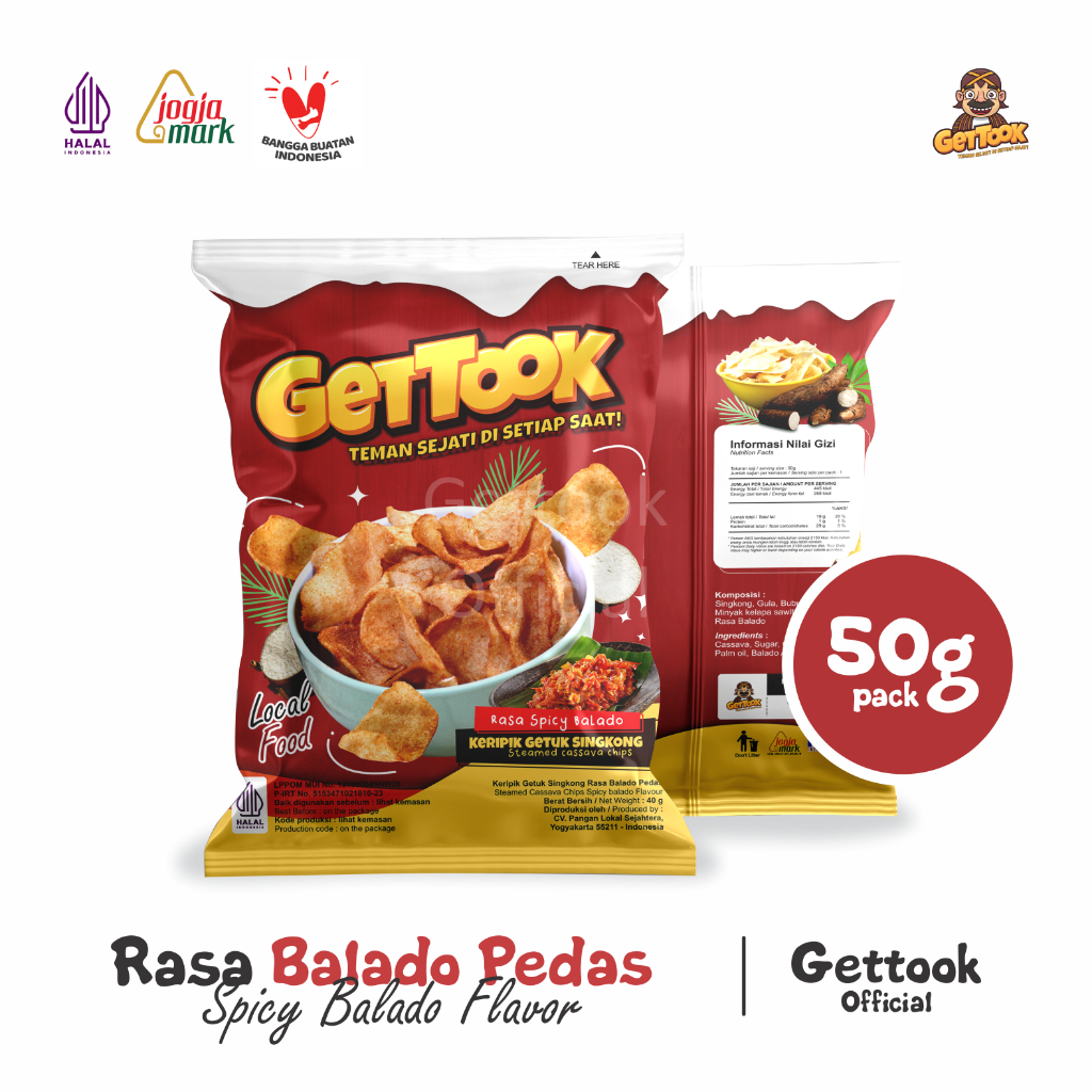 

Gettook Keripik Getuk Singkong 50g Rasa Spicy Balado