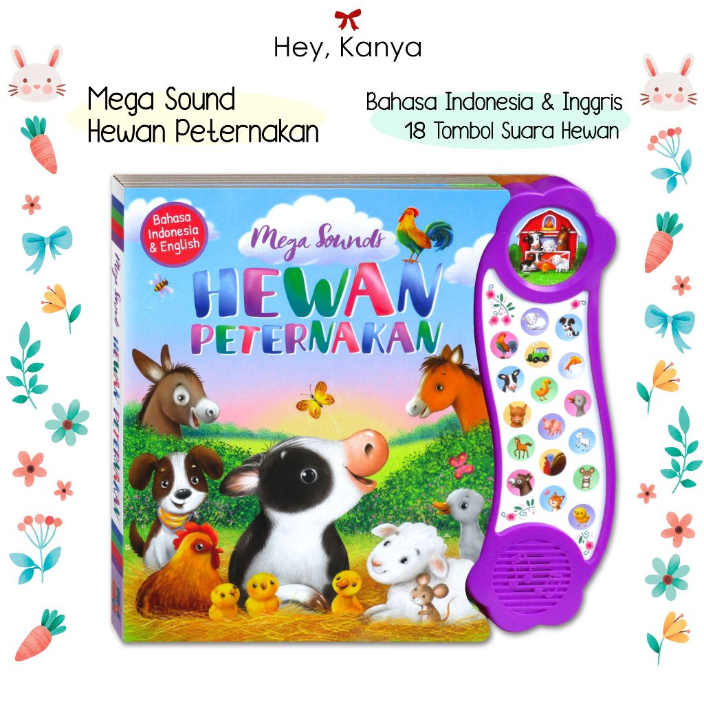 Mega Sounds Hewan Peternakan Sound Book (18 Tombol Suara Hewan - Bilingual: Indonesia dan Inggris)