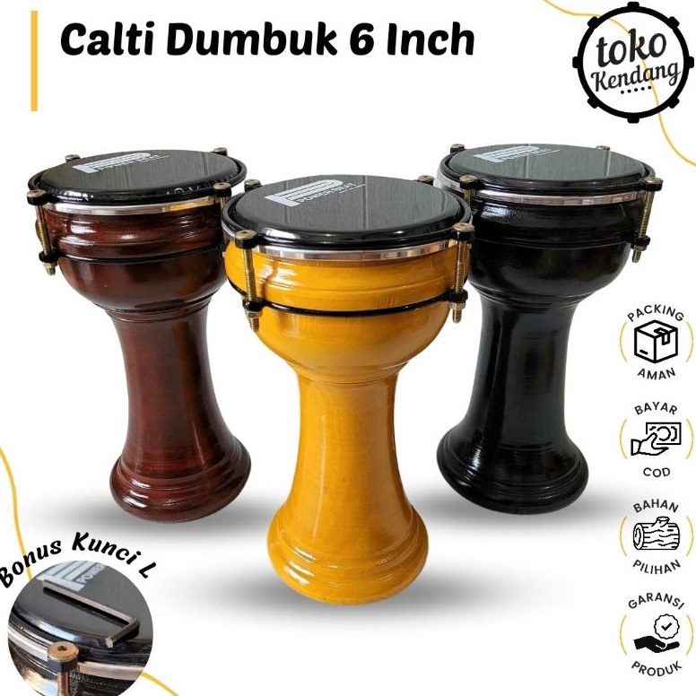 KODE D92E Termurah Calti Darbuka Dumbuk Pinggang Anak Kecil Mika 6 inch Power Beat Kayu Asli Bonus K