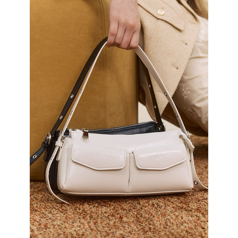 [PO KOREA] SHOOPEN - Leather Two Pocket Shoulder Bag