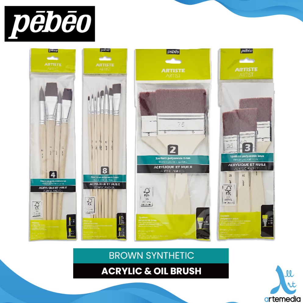 

ART F28Q Pebeo Brown Synthetic Oil and Acryllic Brush Set