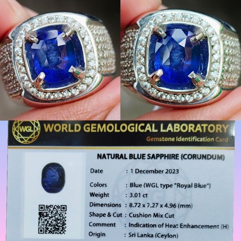 Batu cincin 3.01ct natural royal blue sapphire srilanka
