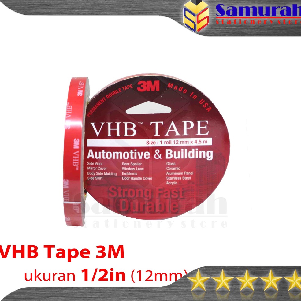 

ART N65X Double Tape 3M VHB Lebar 12 mm Foam VHB Tape 3 M 12 Inch Panjang 45 Meter Automotive Building Dobel Tip Karet 5 12 cm Lem 2 Sisi Kuat