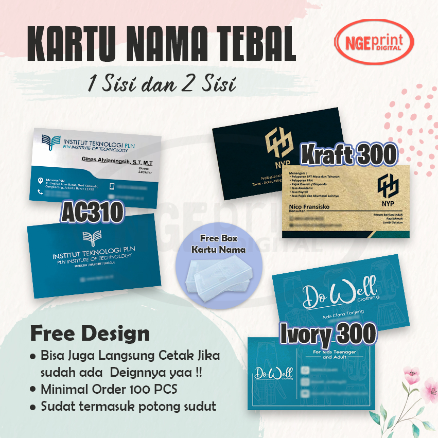 

Kartu Nama [COKLAT PUTIH] Tebal / Kartu Nama Custom Lengkap / Name Card Custom Sudut Rounded / Busines Card Custom