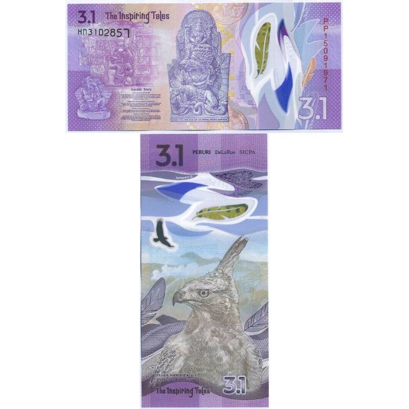 Uang Kuno Test Note Peruri 3.1 Elang Polymer UNC GRESS