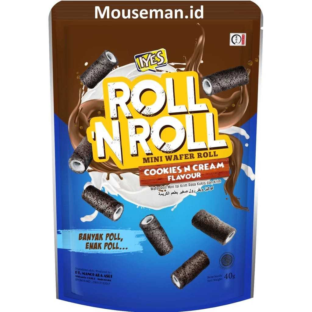 

IYES Roll n Roll Mini Wafer Roll Rasa Cookies N Cream 40Ggr