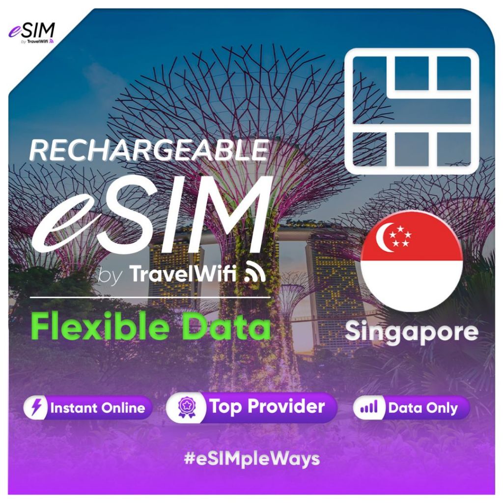 RECHARGEABLE [BIGGER DATA] Singapore eSIM Flexible Data | Singapore Travel eSIM Card | eSIM Singapor