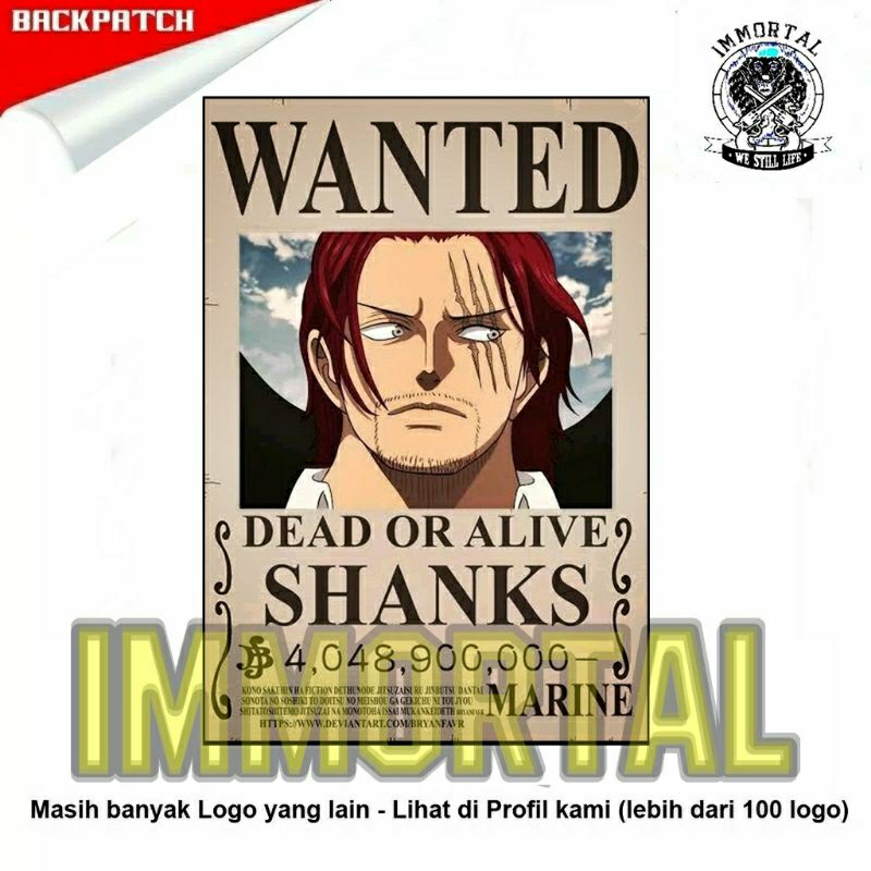 Backpatch emblem jumbo punggung shanks bounty
