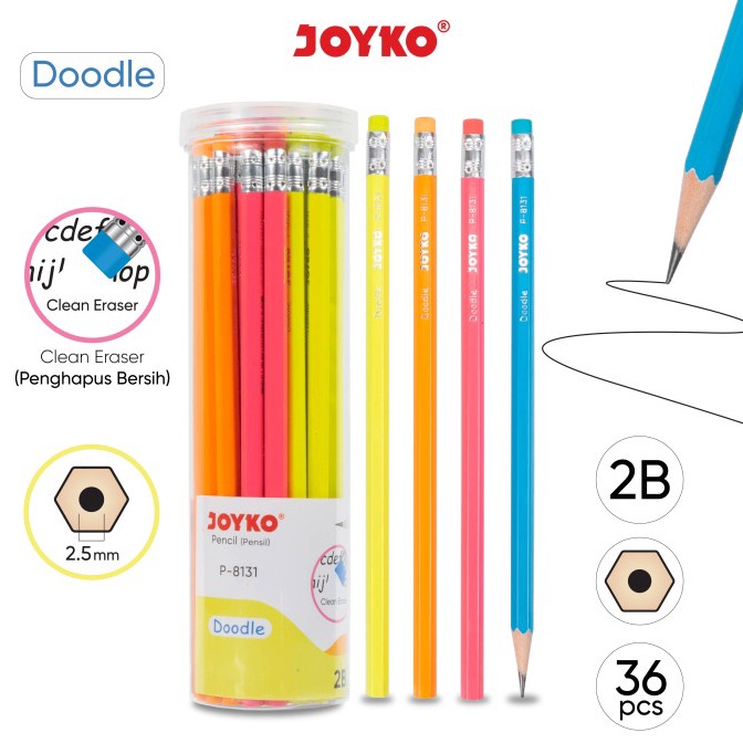 

KODE I3Q6 Pencil Pensil Joyko P8131 2B 1 Drum 36 Pcs Doodle