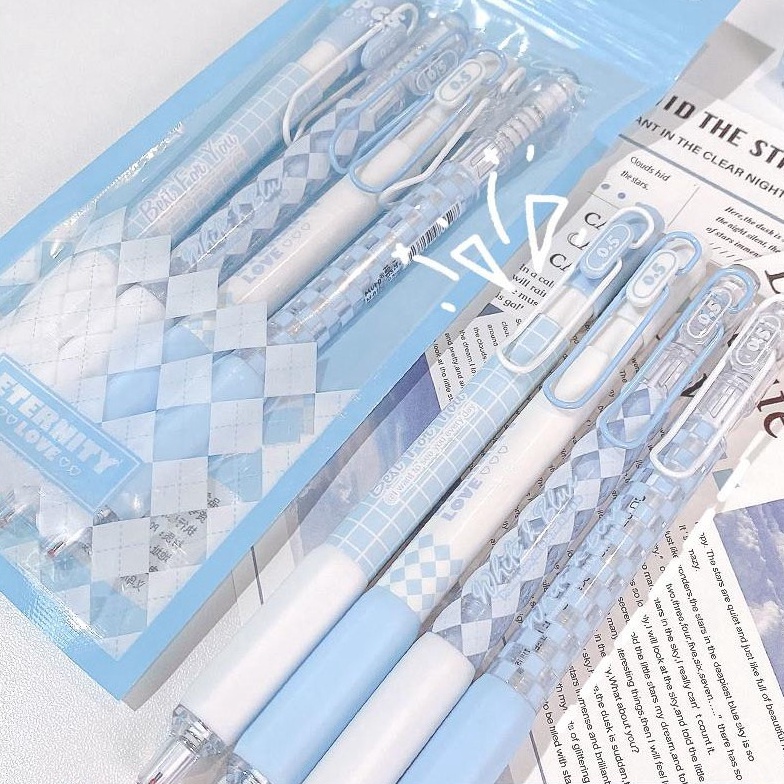 

ART D78N Winzige MURA 4pcs pulpen gel aesthetic 5mm pulpen lucu retractable gel pens pen mekanik tinta hitam