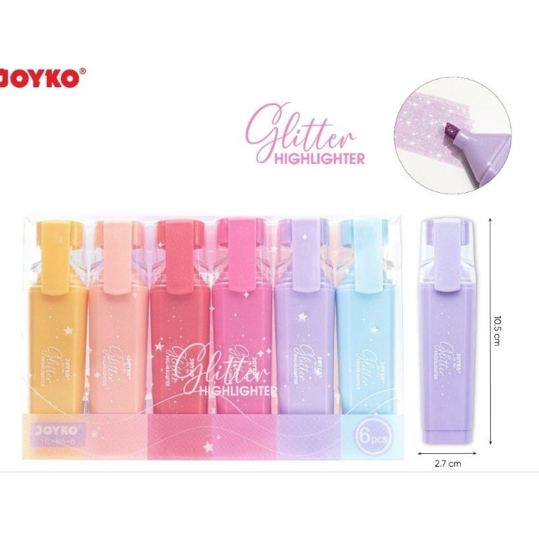 

KODE S9D3 Highlighter Glitter Joyko HL866 Penanda Isi 6 Warna